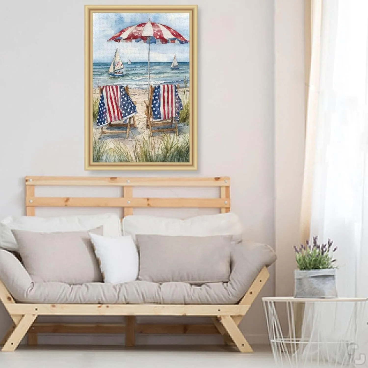strive Pieces Toy Games Educational Gift Home Decor for Adults Kids S0407051 July 4th Independence Day American Flag Beach Jigsaw Puzzles 500 