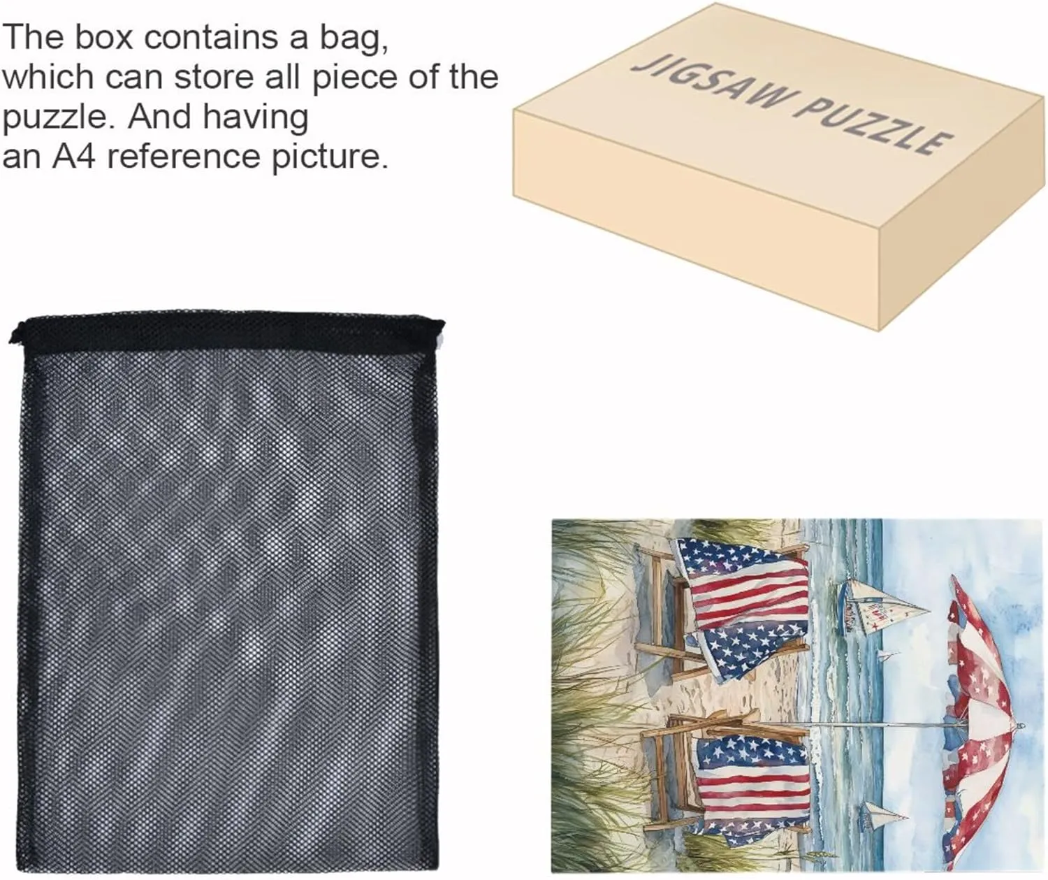 strive Pieces Toy Games Educational Gift Home Decor for Adults Kids S0407051 July 4th Independence Day American Flag Beach Jigsaw Puzzles 500 