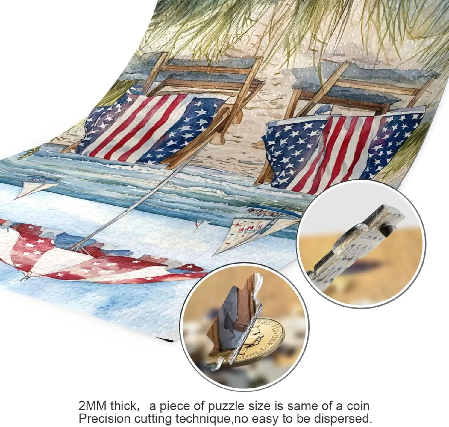 strive Pieces Toy Games Educational Gift Home Decor for Adults Kids S0407051 July 4th Independence Day American Flag Beach Jigsaw Puzzles 500 