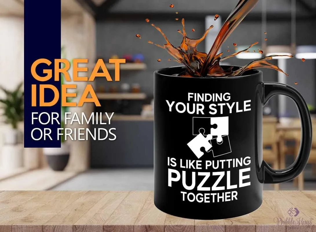 Style Putting Puzzle Pieces - Brain Game Adult Educational Toy Kids 12 Year Old ornamentation Boy Crossword Challenge Children Puzzle Coffee Mug 11oz Black - 
