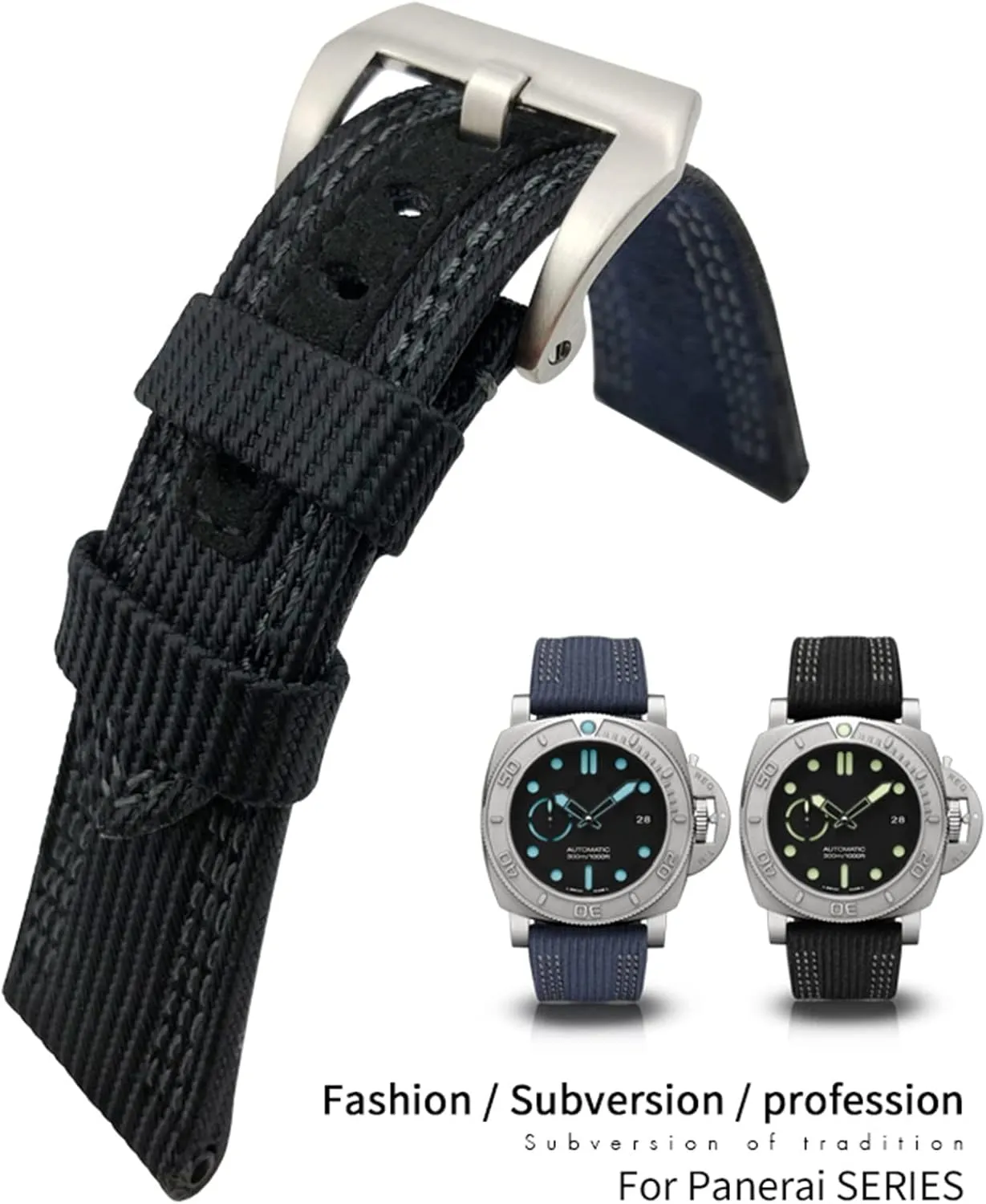 Submersiblea Luminor Accessories Bracelet 26mm Quality tread subsidize spring dish fist consecutive Nylon Canvas Cow Watch Strap Watchband For Panerai Pam985 