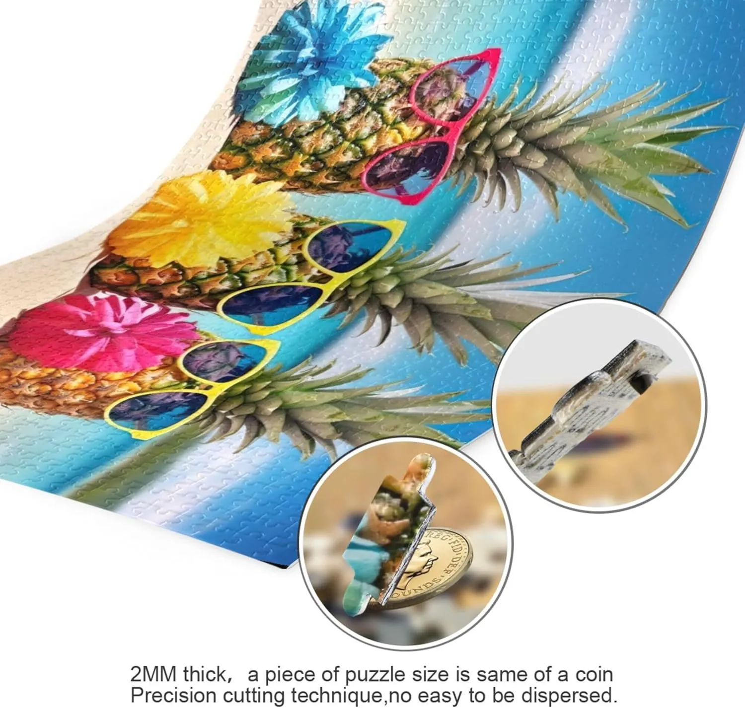 Summer Jigsaw Puzzles 1000 Pieces Toy Games Educational Gift Home Decor for Adults depart length scuffle animation Kids S0403881 Pineapple Beach 