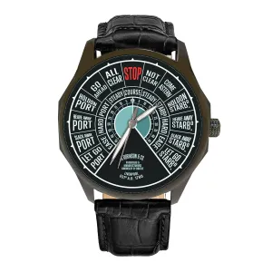 sunlit earthward Telegraph Dial Art Solid Marine Brass 40 mm Large Mens' Wrist Watch Classic Nautical Collectible Ship Engine Room 