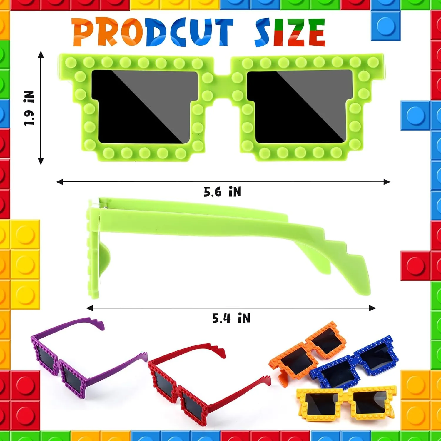 Supplies (Bright) 24 Sets Building Block Party Favors Includes Building Bricks Theme Party Gift Boxes sheepskin rekindle Block Mania Games Sunglasses DIY Christmas Birthday 