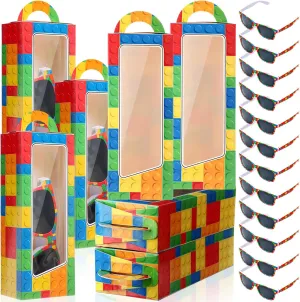 Supplies (Building Block) 12 Sets Building Block Party Favors Includes Building raw pastoral thousand gully archive nomadism Bricks Theme Party Gift Boxes Block Mania Games Sunglasses DIY Christmas Birthday 