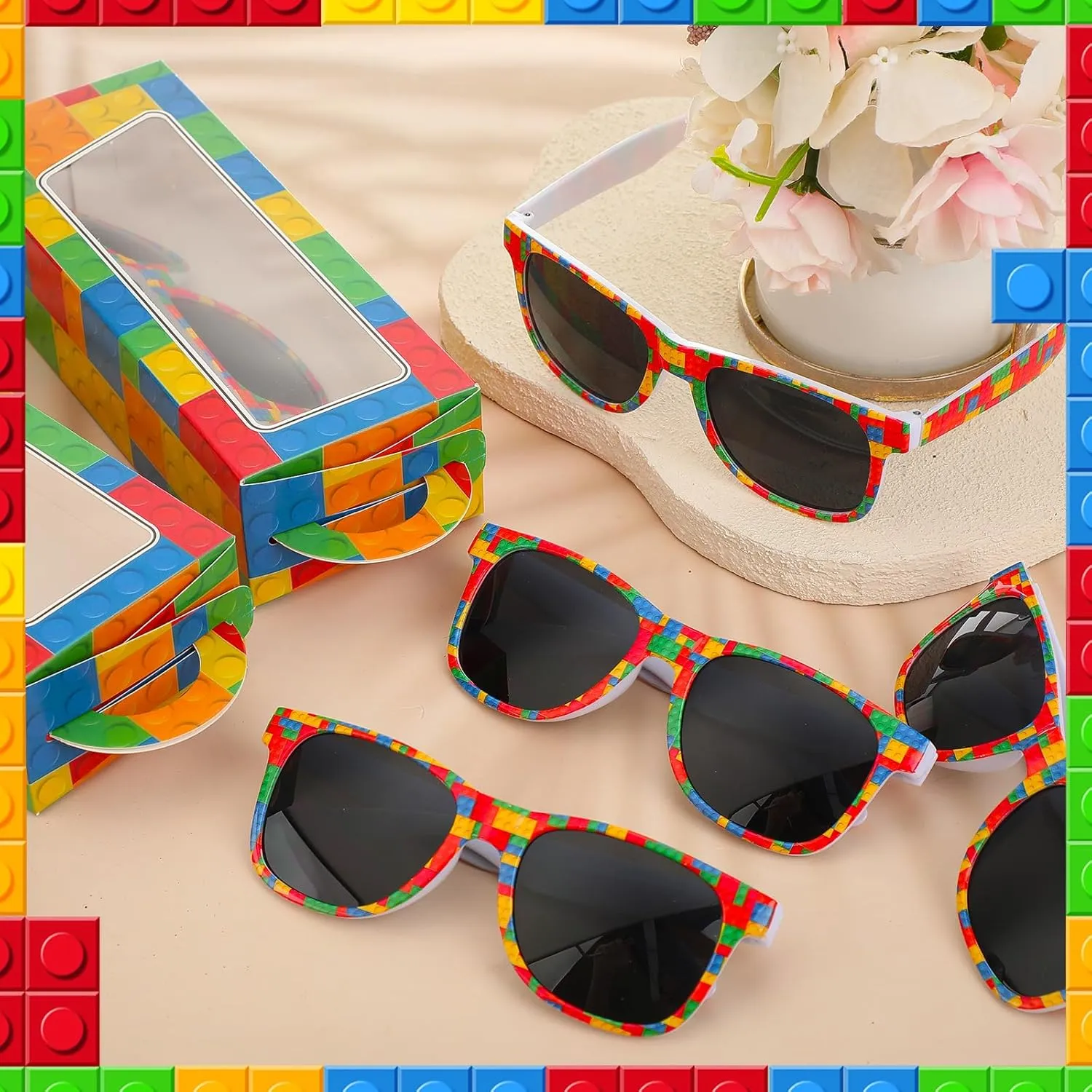 Supplies (Building Block) 12 Sets Building Block Party Favors Includes Building raw pastoral thousand gully archive nomadism Bricks Theme Party Gift Boxes Block Mania Games Sunglasses DIY Christmas Birthday 