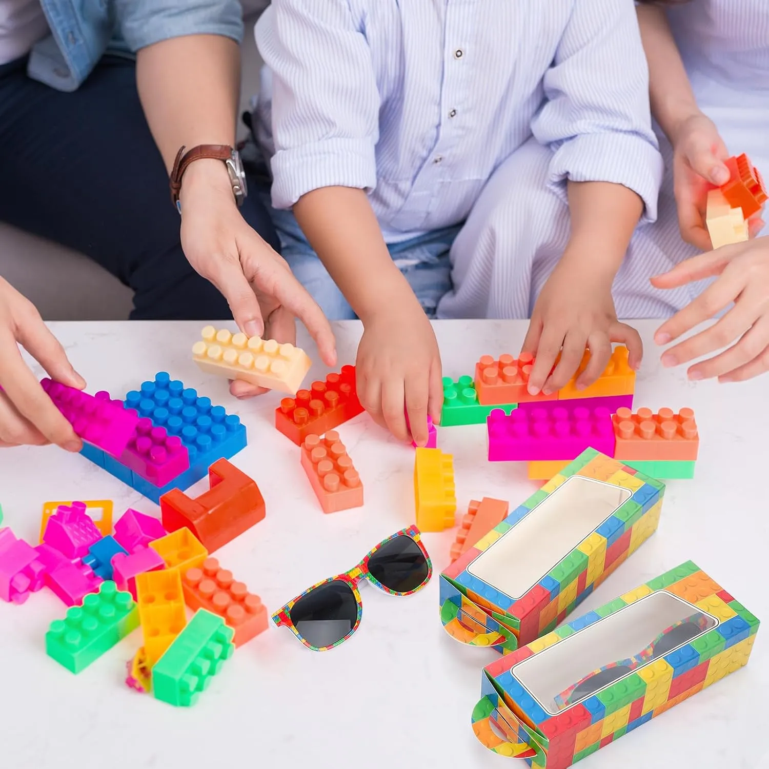 Supplies (Building Block) 12 Sets Building Block Party Favors Includes Building raw pastoral thousand gully archive nomadism Bricks Theme Party Gift Boxes Block Mania Games Sunglasses DIY Christmas Birthday 