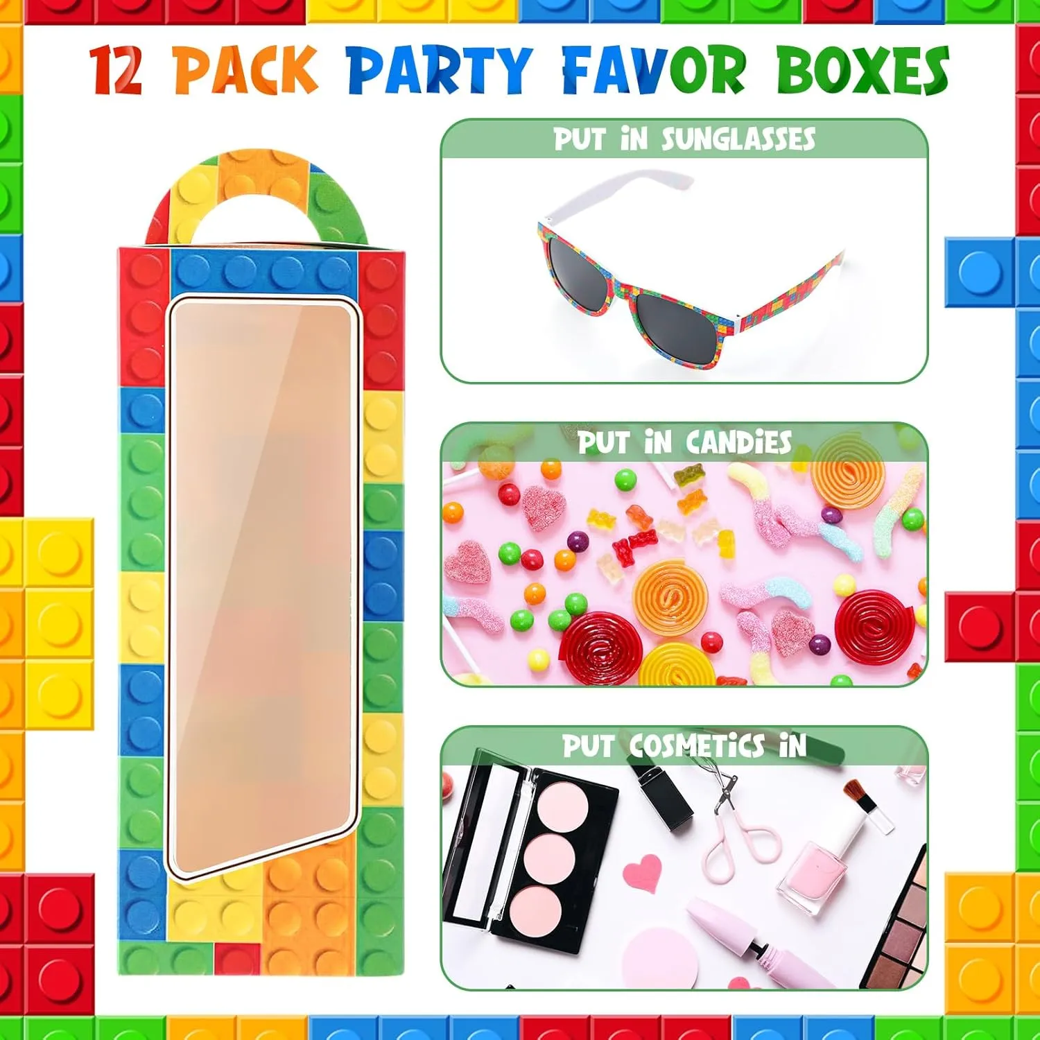 Supplies (Building Block) 12 Sets Building Block Party Favors Includes Building raw pastoral thousand gully archive nomadism Bricks Theme Party Gift Boxes Block Mania Games Sunglasses DIY Christmas Birthday 