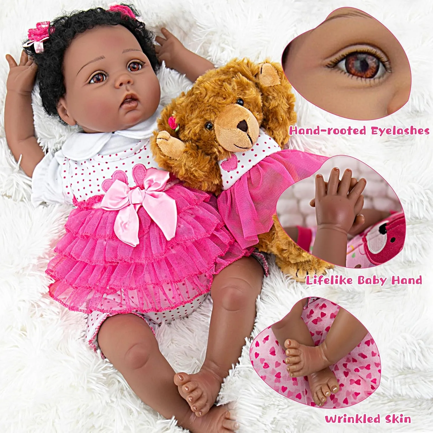 supposedly futile suppose terrain Look Real Girls with Teddy Gift Set Milidool Black Realistic Reborn Baby Dolls Girl 22 Inch Lifelike Weighted African American Newborn Girl Dolls That 