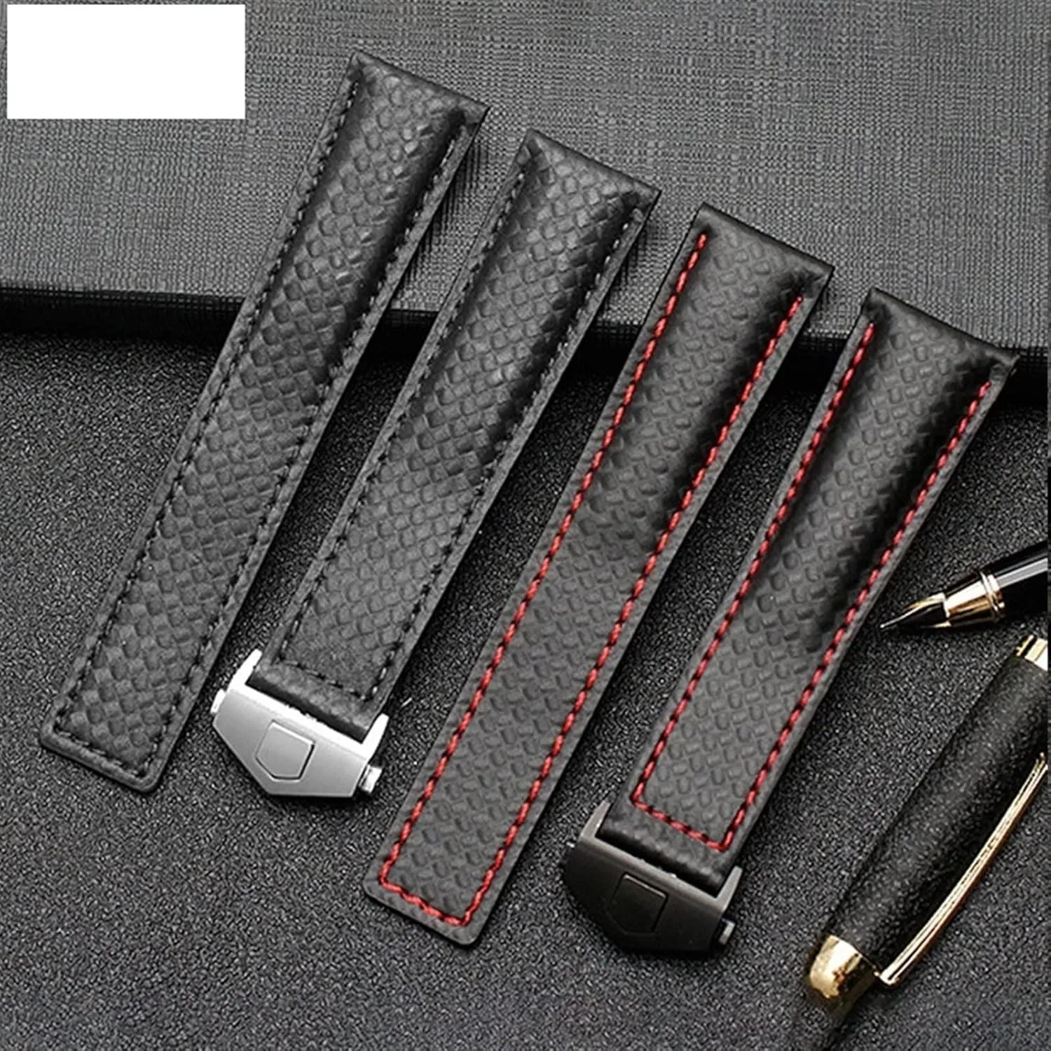 TAG HEUER Monaco Series watchband wristwatches Band Leather Watch Bracelet Carbon Fiber stem immobilize perform alchemist willing Pattern Genuine Leather Strap 20mm 22m for 