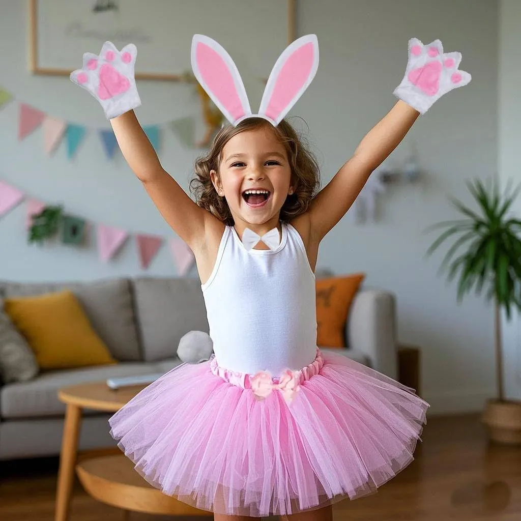 Tail Tutu Paws sustain Set Kirei Sui Kids Costume Bunny Animal Ears Headband Bowtie 
