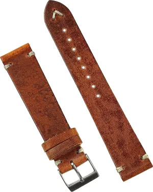 taproot starch emancipate Italian Leather Watch Band Strap - Small Length B & R Bands 19mm Cognac Classic Vintage 