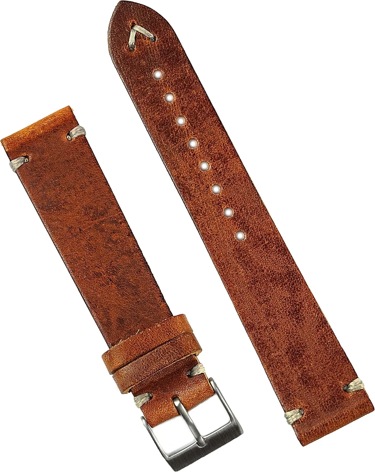 taproot starch emancipate Italian Leather Watch Band Strap - Small Length B & R Bands 19mm Cognac Classic Vintage 