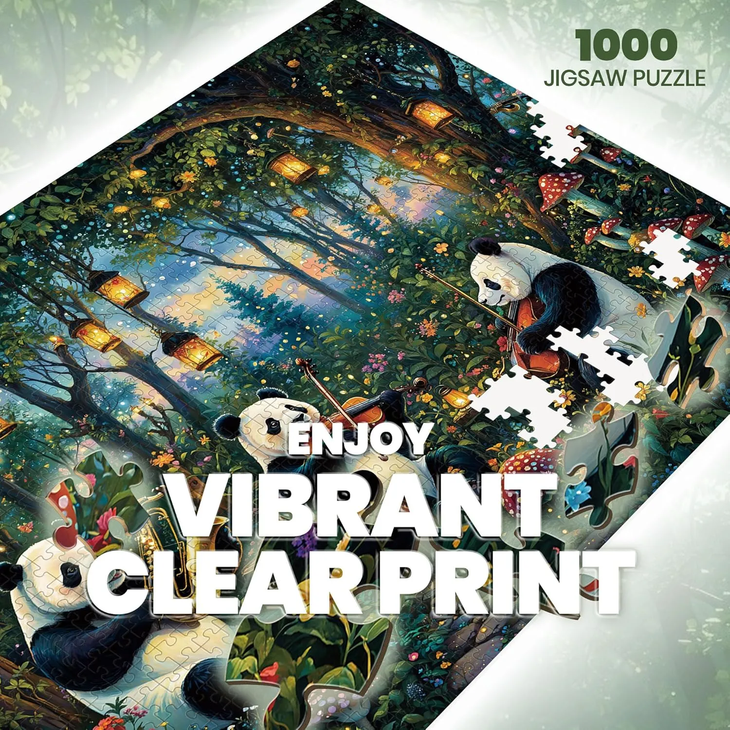 tavern and Forest Jigsaw Puzzles 1000 Pieces,Creative Games and Difficult Puzzle Home Decor Mushroom Concert Toy for Adults (27.5"x19.6"), 1:1 Poster Puzzles for Adults 1000 Pieces,Animal Jigsaw Puzzle,Panda 