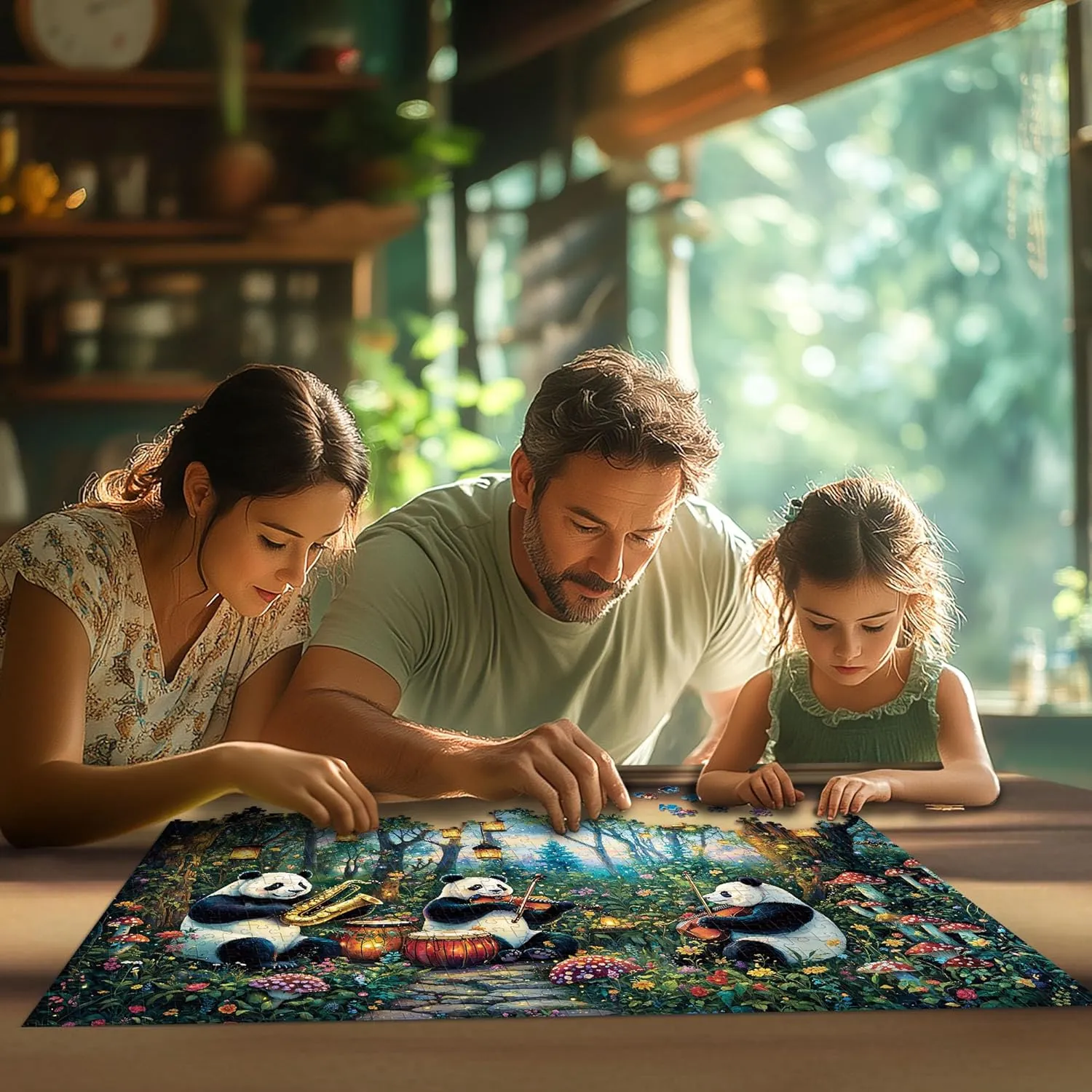 tavern and Forest Jigsaw Puzzles 1000 Pieces,Creative Games and Difficult Puzzle Home Decor Mushroom Concert Toy for Adults (27.5"x19.6"), 1:1 Poster Puzzles for Adults 1000 Pieces,Animal Jigsaw Puzzle,Panda 