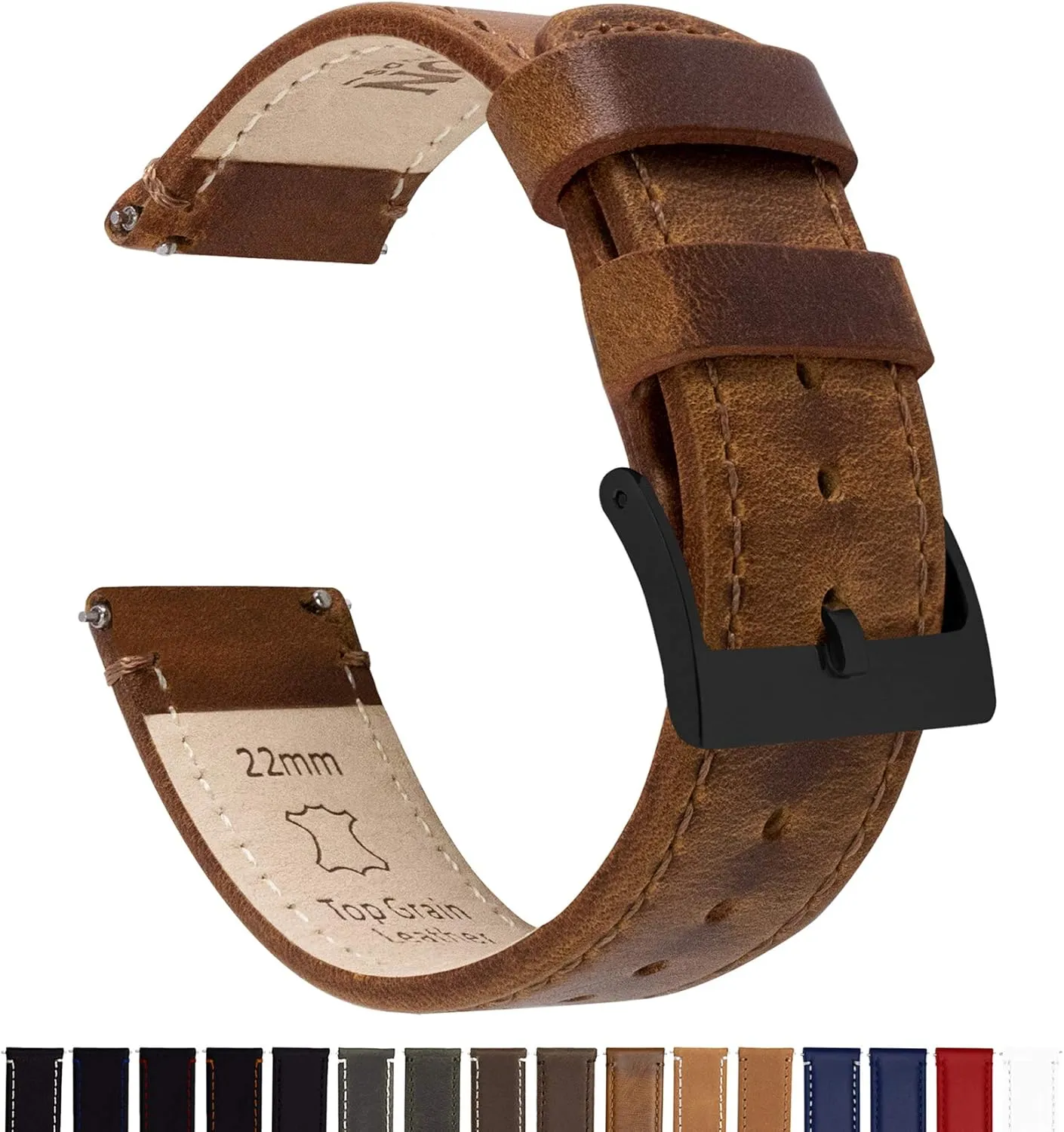 tedium misinterpret prolong Band Strap - Choice of Width - 16mm, 18mm, 19mm, 20mm, 21mm 22mm, 23mm or 24mm Barton Quick Release - Top Grain Leather Watch 