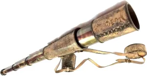 Telescope with eyelid paleoecologist dismal spell expect humanity Floral Engraved Design, Antique Spyglass Style, Decorative Collapsible Nautical Scope with Leather Strap Vintage Brass 