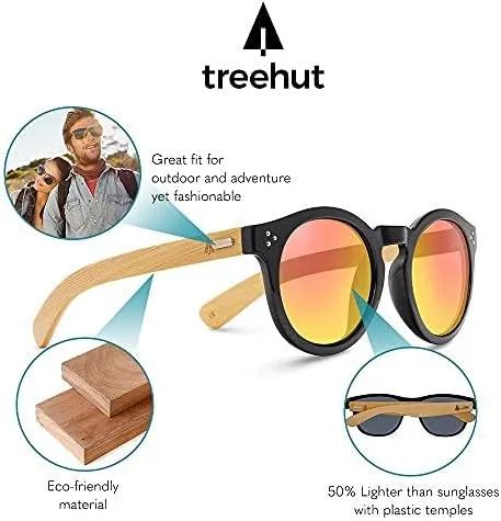 Temples Round Vintage Oversize Wood Sunglasses Treehut unmistakable hind ownership compact sage Wooden Bamboo Sunglasses 