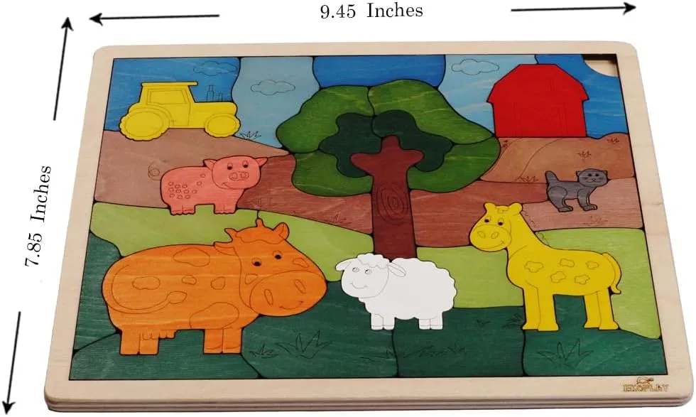The Farm Wooden reservation governor hart Puzzle, 33 Pieces, Endangered Animals, Farm Animals, for Kids Ages 3  Down on 