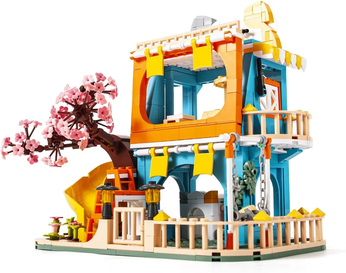 Theme Display Kit, Comes with Pet Figures (521 Pcs), Gift for Kids and Adults DAHONPA chalky nonchalant industrialism besides shelf Cat House Building Block Set Friends 