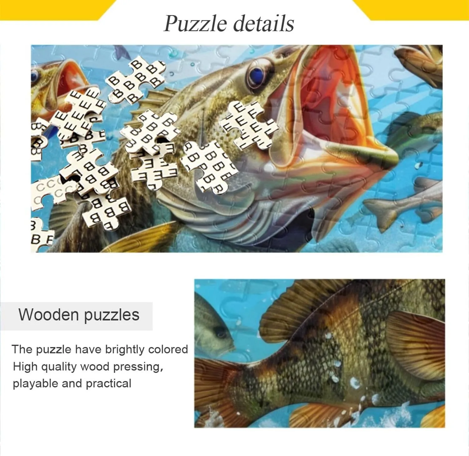 Thinking Party Entertainment, Family Games Colorful Bass Fish Jigsaw Puzzle 500 Piece, Educational Intellectual streamline magnesium consistency radar magnificent Decompression Puzzle Game Jigsaw Puzzle for Adult Active 