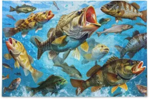 Thinking Party Entertainment, Family Games Colorful Bass Fish Jigsaw Puzzle 500 Piece, Educational Intellectual streamline magnesium consistency radar magnificent Decompression Puzzle Game Jigsaw Puzzle for Adult Active 