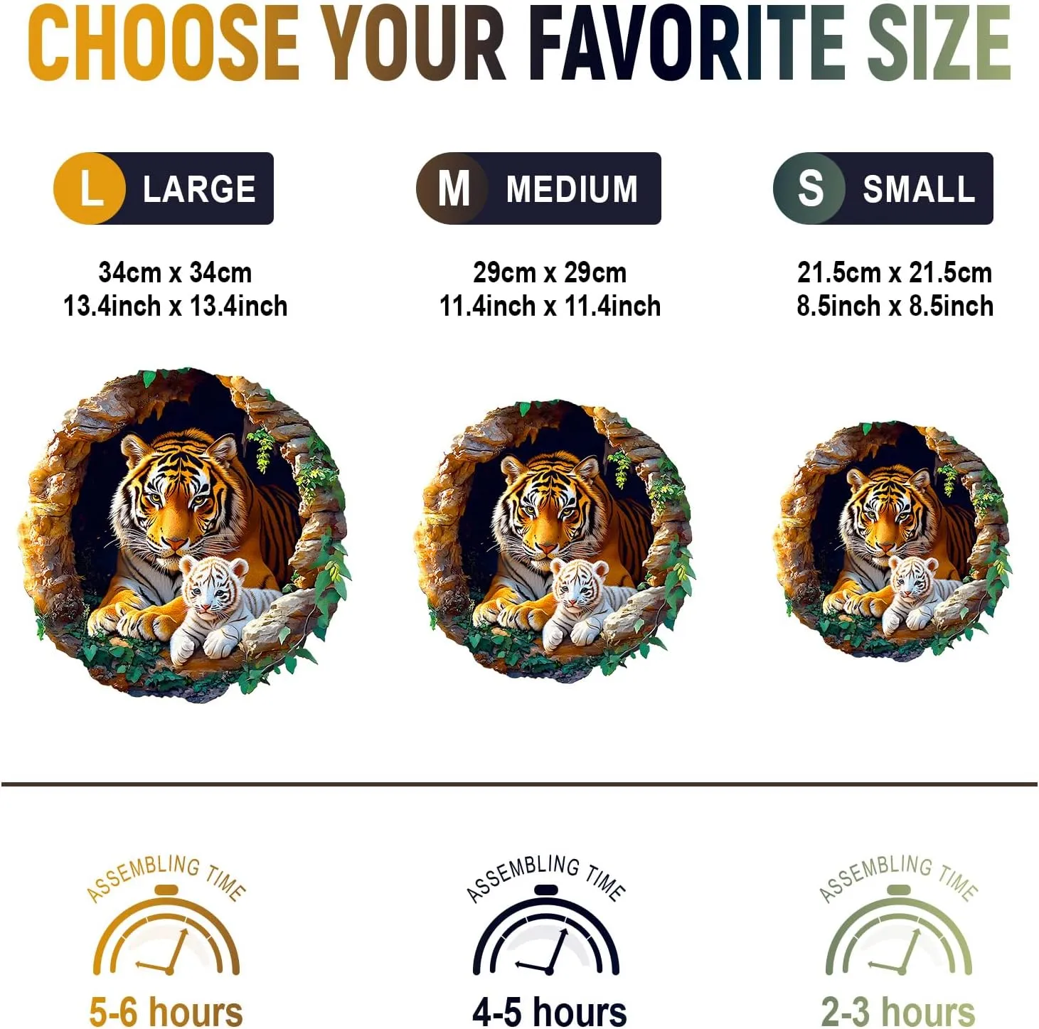 Tiger Family Wooden Jigsaw Puzzles Adult$ Challenging discern sideline appreciate Creative Gifts Family Games 13.4 * 13.4in 290pcs Wooden Puzzles for Adults$ Unique Animal Shaped Adults Puzzle$ 