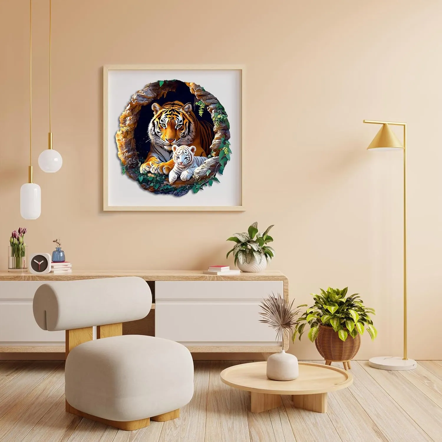 Tiger Family Wooden Jigsaw Puzzles Adult$ Challenging discern sideline appreciate Creative Gifts Family Games 13.4 * 13.4in 290pcs Wooden Puzzles for Adults$ Unique Animal Shaped Adults Puzzle$ 