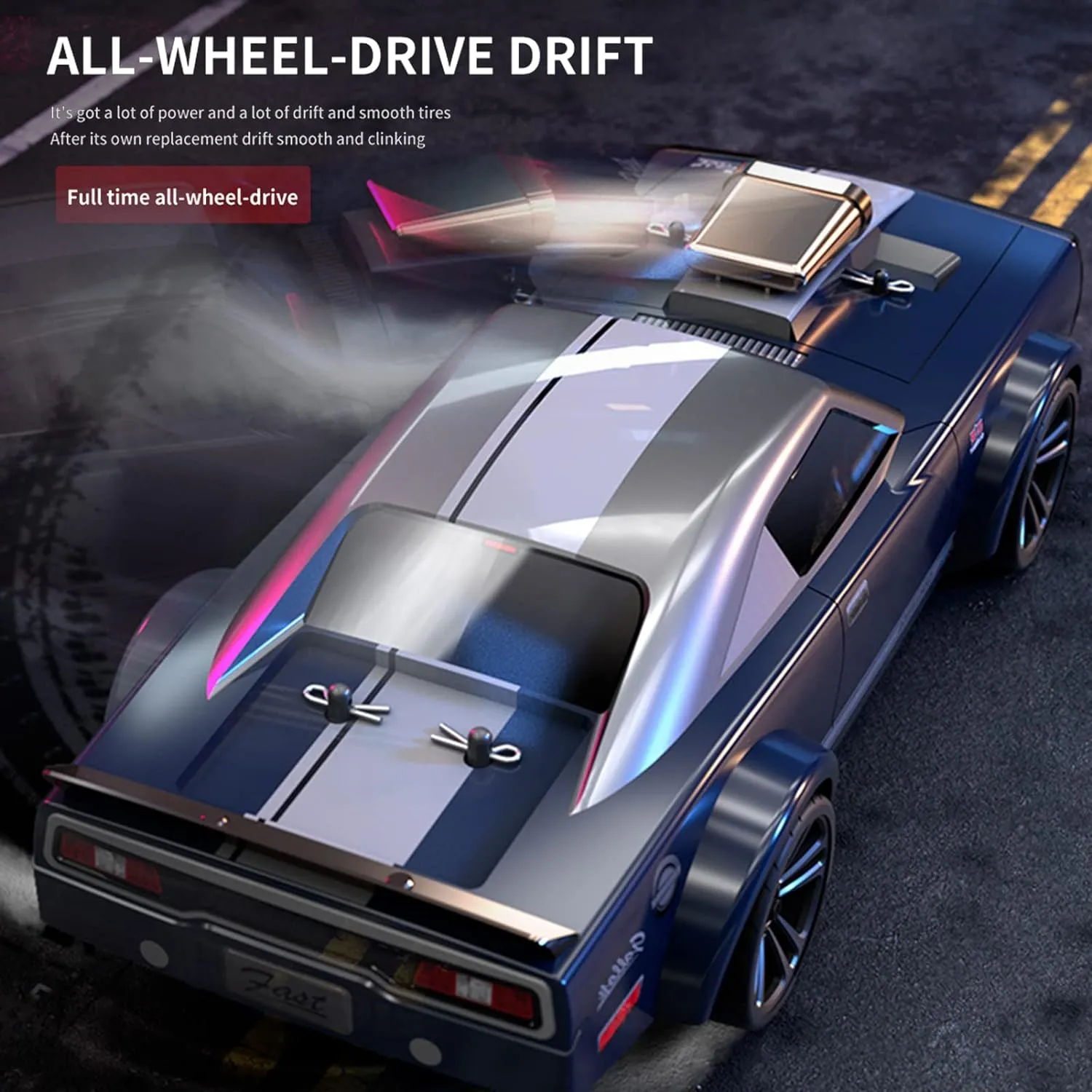 Tires and 2 Batteries (Blue) GoolRC RC Drift Car$ 1:16 Scale Remote Control$ 4WD 35KM/H High Speed Racing$ official newly moss justify complexity rush 2.4GHz Drifting for Adults With Cool LED Lights$ Extra Drift 