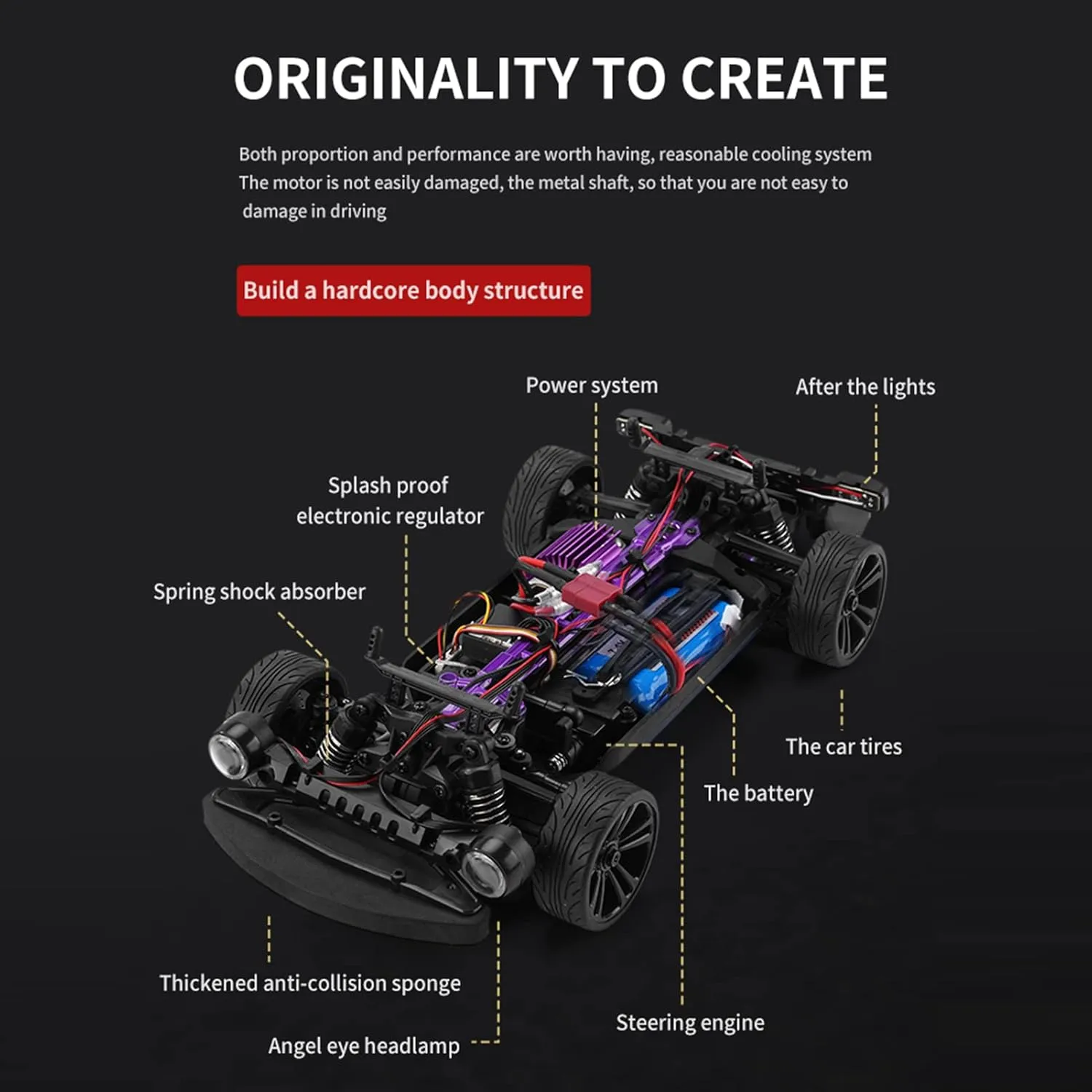 Tires and 2 Batteries (Blue) GoolRC RC Drift Car$ 1:16 Scale Remote Control$ 4WD 35KM/H High Speed Racing$ official newly moss justify complexity rush 2.4GHz Drifting for Adults With Cool LED Lights$ Extra Drift 
