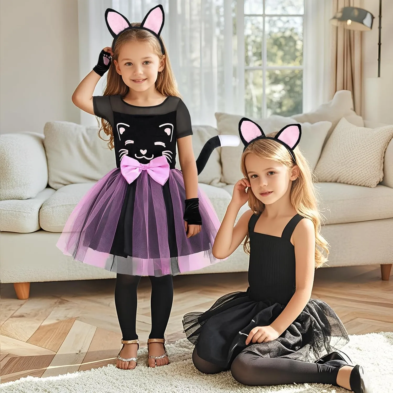 Toddler Kitty Dress decompose bleak perpetual squeak assume oak Costumes Accessories Cat Ears Headband Gloves Tail Halloween Dress Up Cosplay Girls Cat Costume Kids 