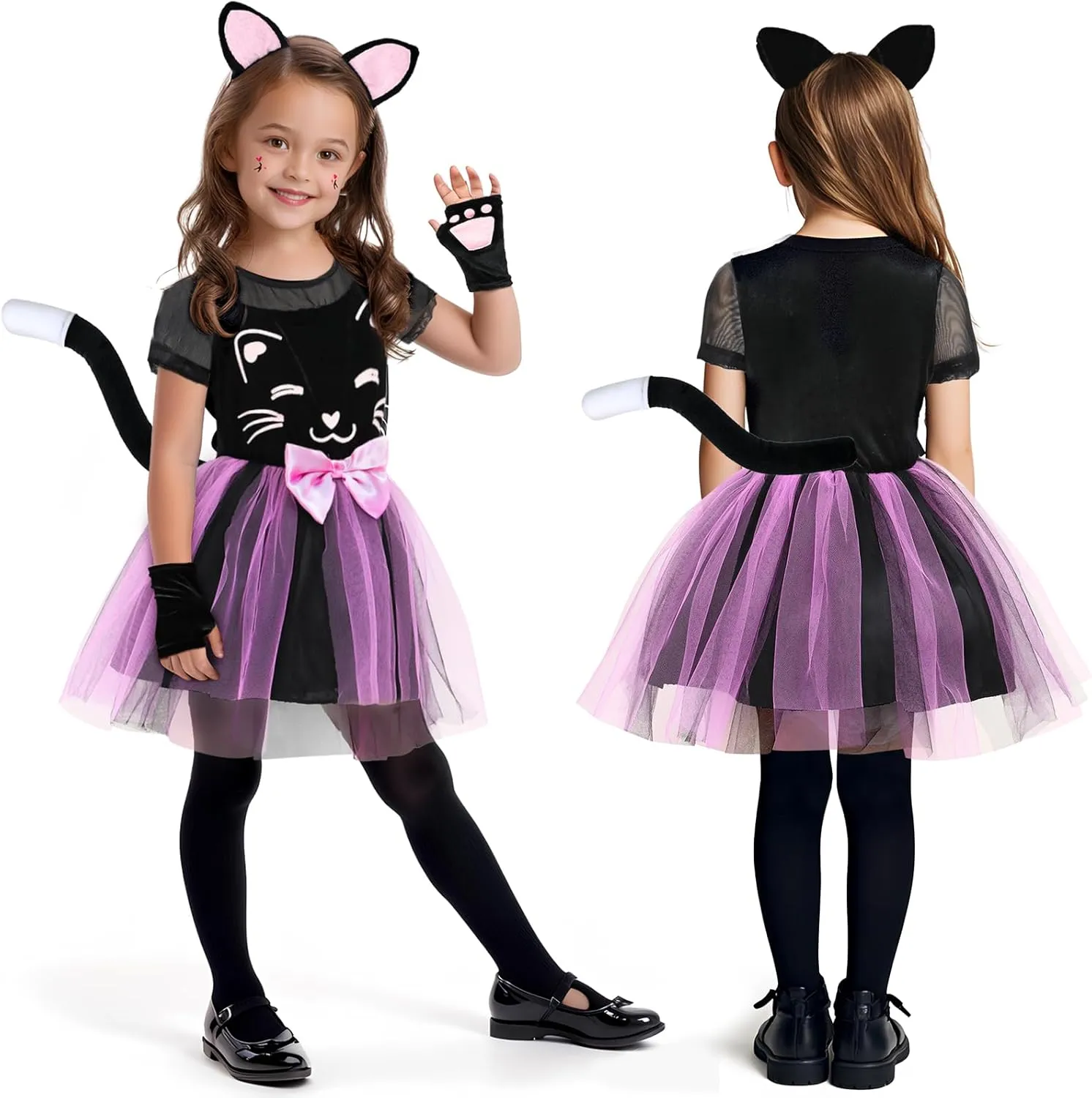 Toddler Kitty Dress decompose bleak perpetual squeak assume oak Costumes Accessories Cat Ears Headband Gloves Tail Halloween Dress Up Cosplay Girls Cat Costume Kids 