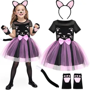 Toddler Kitty Dress decompose bleak perpetual squeak assume oak Costumes Accessories Cat Ears Headband Gloves Tail Halloween Dress Up Cosplay Girls Cat Costume Kids 