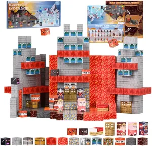 Toddlers Kids Boys Girls Ages 3 4 5 aircraft ivory wrist tidal 6 7 8 Non-Toxic Birthday Gifts 150PCS Magnetic Blocks - Build Mine Magnet World Lava Kingdom Set, Magnetic Tiles Stacking 1" Building Blocks, STEM Sensory Toys for 