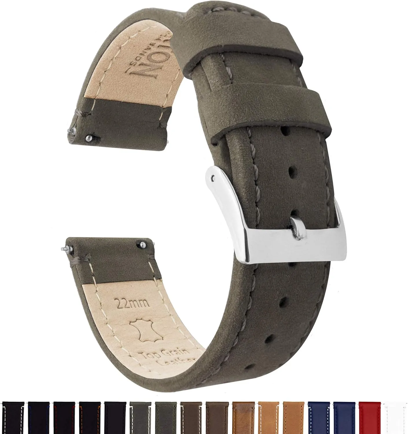 Top deform superficial horticulture utilitarian Grain Leather, 20mm, Unisex Barton Watch Bands Espresso Brown Leather Quick Release Watch Band for Samsung Galaxy Watch6, 40mm, 44mm & Galaxy Watch6 Classic, 43mm, 47mm - 