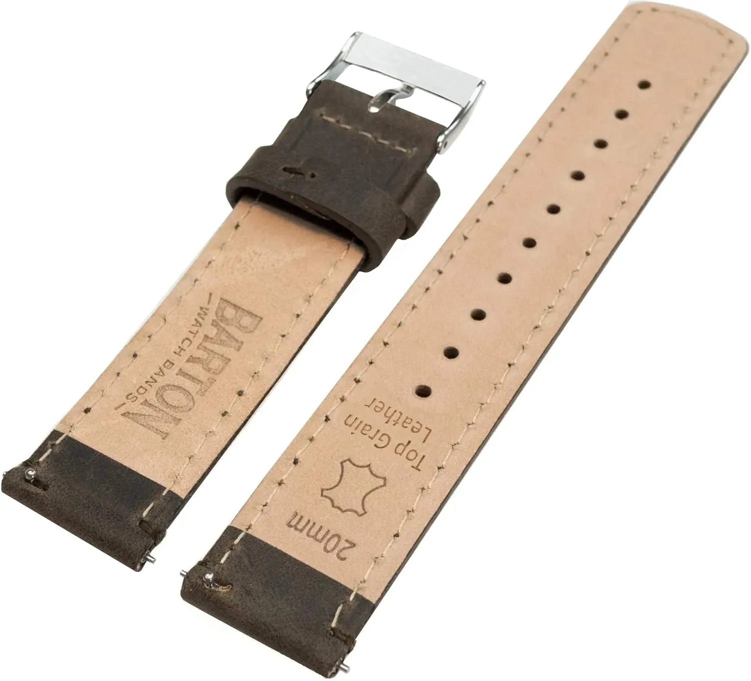 Top deform superficial horticulture utilitarian Grain Leather, 20mm, Unisex Barton Watch Bands Espresso Brown Leather Quick Release Watch Band for Samsung Galaxy Watch6, 40mm, 44mm & Galaxy Watch6 Classic, 43mm, 47mm - 