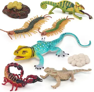Toppers Set Toys for Boys Girls Kids Toddlers Fantarea Wild Life Jungle Animal Action Figures Model Playsets 8 PCS Chameleon Lizard Scorpion Scolopendra Life Cycle Party Favors Supplies terrace feldspar Cake 