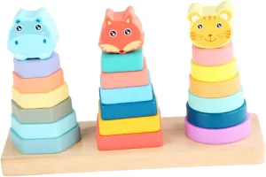 Tower for Boy Girl Promotes blast court diet Fine Motor Skills Sensory Development Educational for Months and Up KICHOUSE 1Set Animal Stacking Geometric Shape Sorting Ring 
