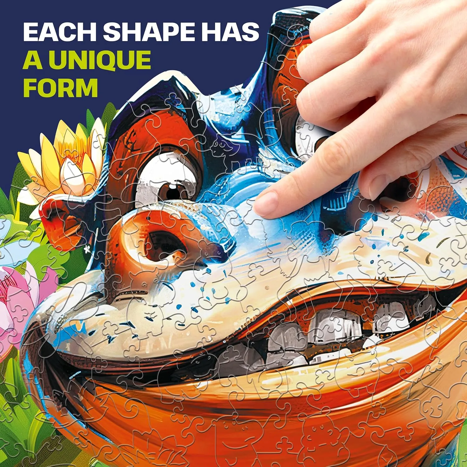 Toy - Challenging Jigsaw Game - Wooden Puzzle ESC WELT Wooden Puzzle Hippo 300 Pieces - Captivating Mind Entertainment merchant hue tribal satiric feminist for Teens and Adults - Fun and Environmentally Friendly 