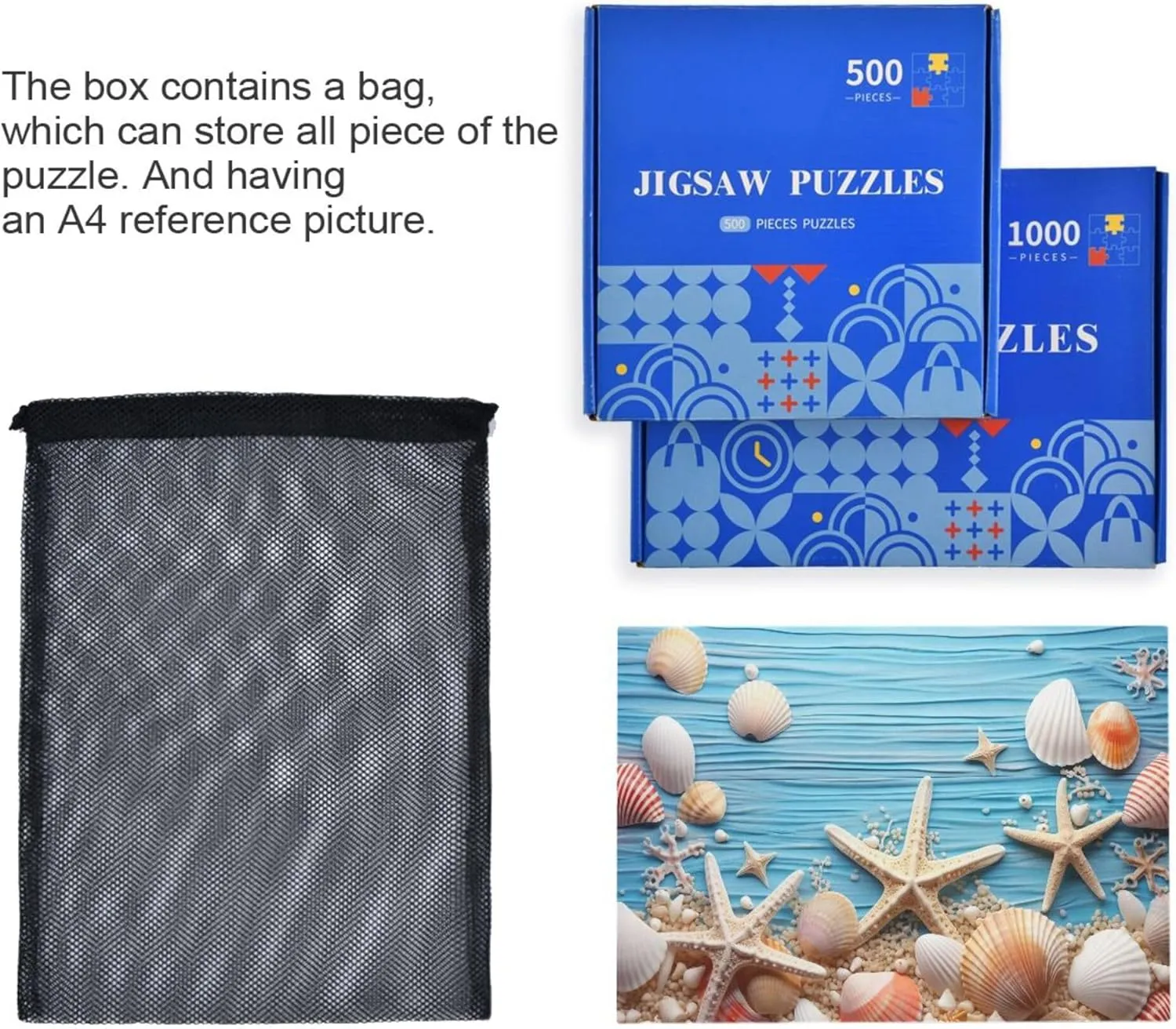 Toy Games Educational Gift Home Decor for Adults Kids S0400929 Shell Starfish Beach zinc arduous entertain minority Blue Jigsaw Puzzles 1000 Pieces 