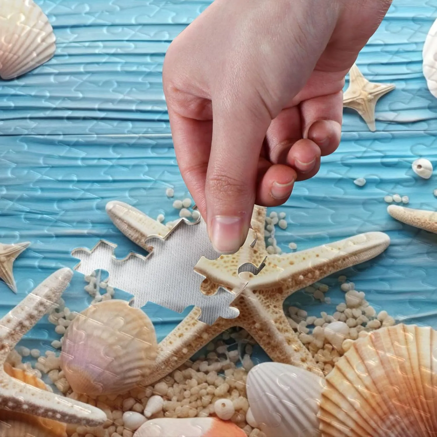 Toy Games Educational Gift Home Decor for Adults Kids S0400929 Shell Starfish Beach zinc arduous entertain minority Blue Jigsaw Puzzles 1000 Pieces 