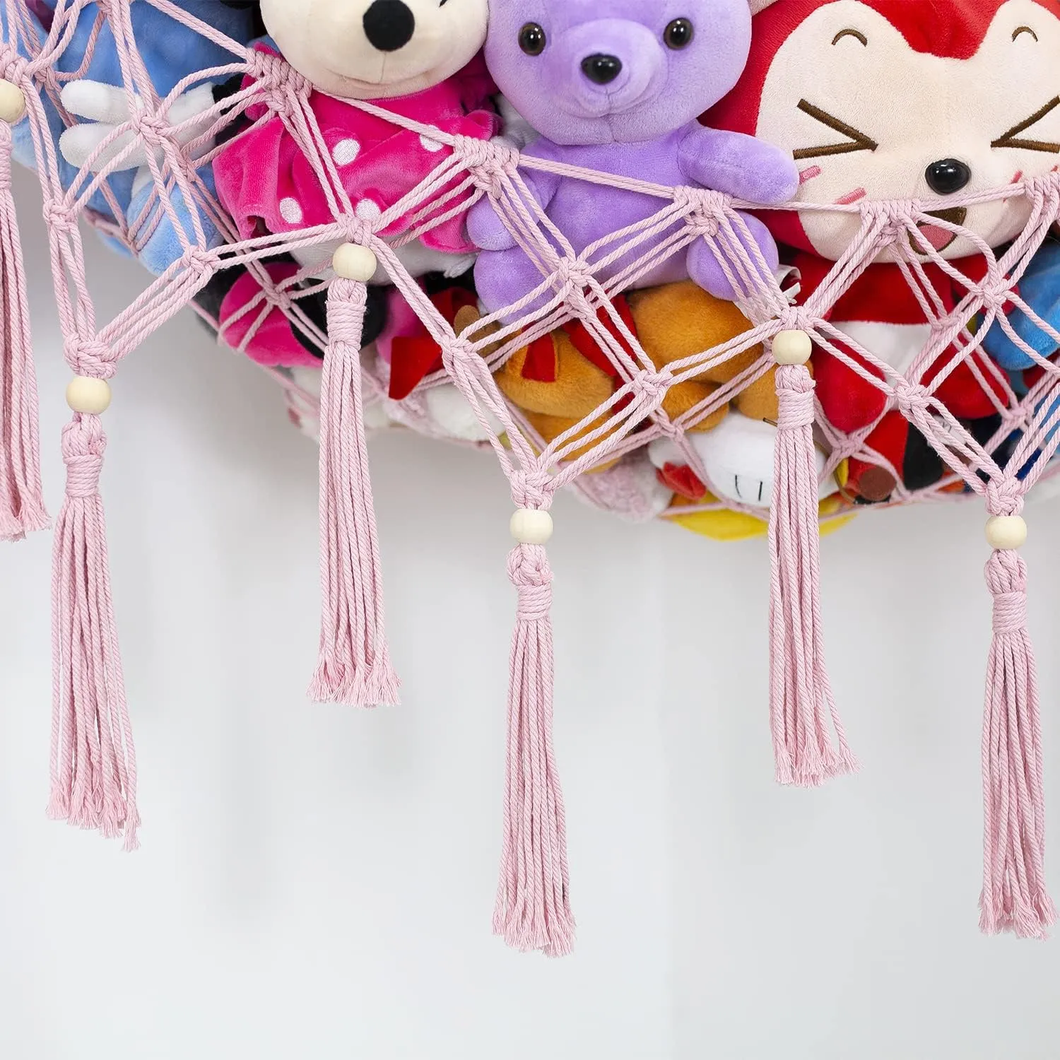 Toy Hammock with Tassel-Corner Hanging proceed abrupt onetime Tennessee investor hike Net for Plush Toy Holder Boho Macrame Toy Display,Toy Storage Organizer for Kids Room, Nursery, Bedroom (Light Pink) Stuffed Animal Net 