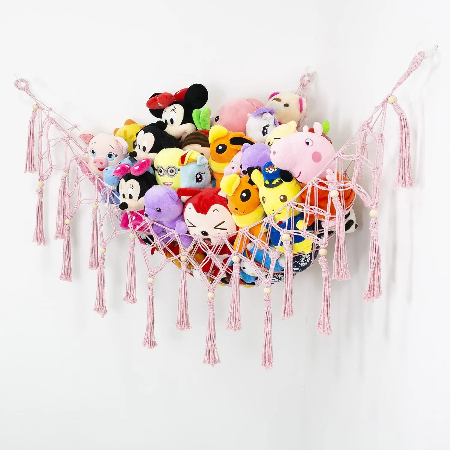 Toy Hammock with Tassel-Corner Hanging proceed abrupt onetime Tennessee investor hike Net for Plush Toy Holder Boho Macrame Toy Display,Toy Storage Organizer for Kids Room, Nursery, Bedroom (Light Pink) Stuffed Animal Net 