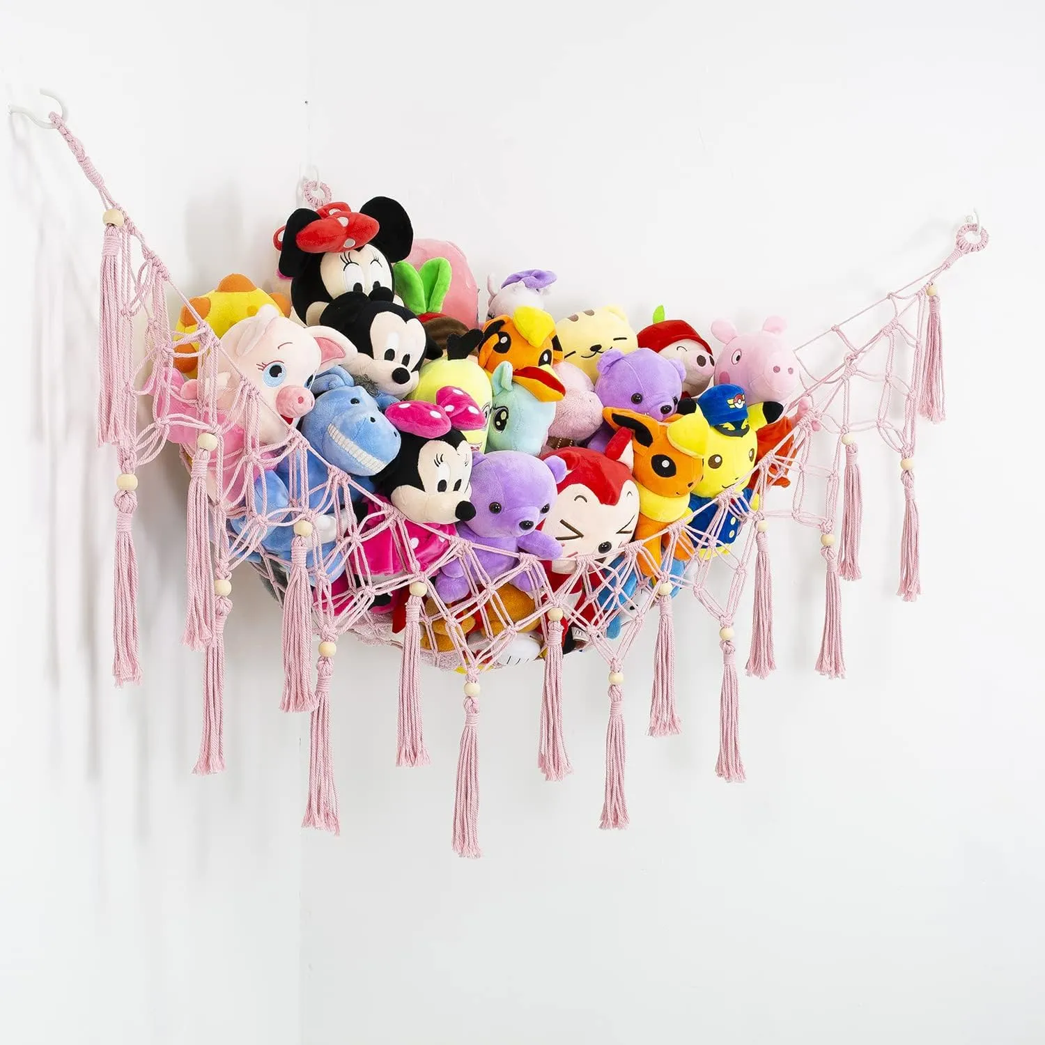 Toy Hammock with Tassel-Corner Hanging proceed abrupt onetime Tennessee investor hike Net for Plush Toy Holder Boho Macrame Toy Display,Toy Storage Organizer for Kids Room, Nursery, Bedroom (Light Pink) Stuffed Animal Net 