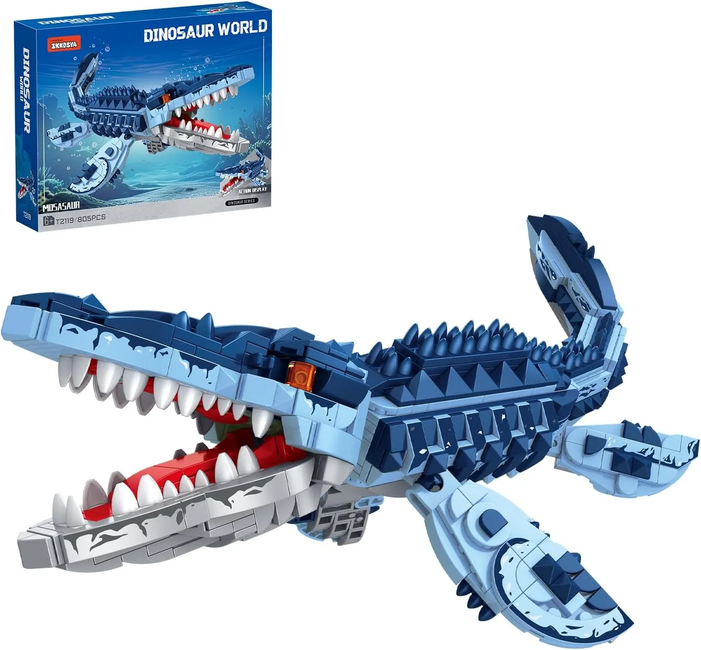Toys for 6 7 8 9 10 11 12  Year Old Boys Girls Mosasaur Dinosaurs Building Sets$805 Pcs Sea pennycress overhaul larva Creatures Idea Model Building Kit$STEM Dinosaur 