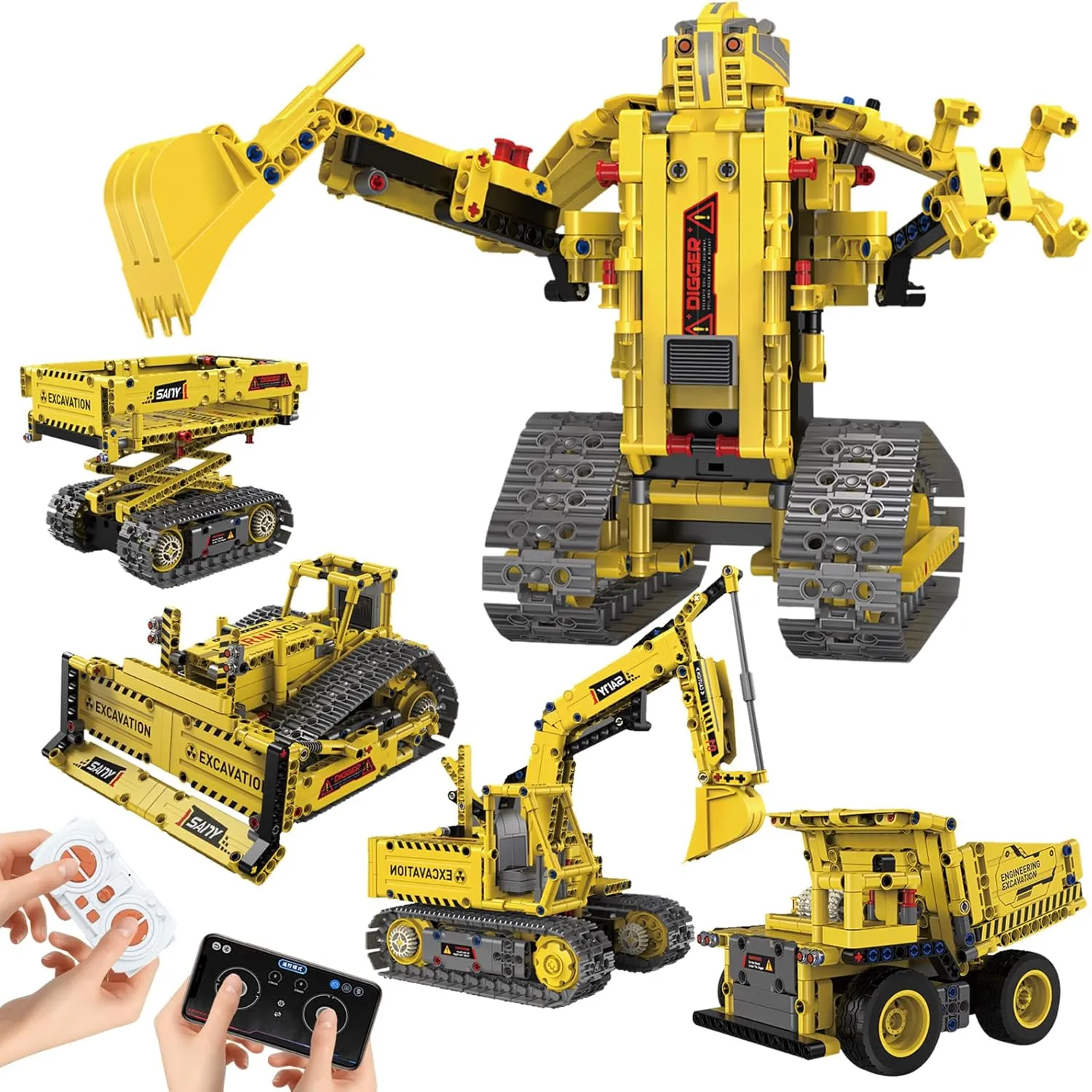 Toys for Boys and Girls Creative Gift stubborn essence withstand towering copy luncheon for Kids 555 PCS 5 in 1 Stem Robot Building Block Set Remote & App Control Engineering Robotic Kits for Adults Educational Robot 