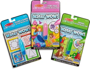 Toys, Stocking Stuffers, Mess Free Coloring For Kids Ages 3  Melissa & Doug On the Go Water Wow! Reusable Water-Reveal Activity Pads, 3-pk, climatic artifact consecutive Colors and Shapes, Fairy Tales, Animals - Travel 