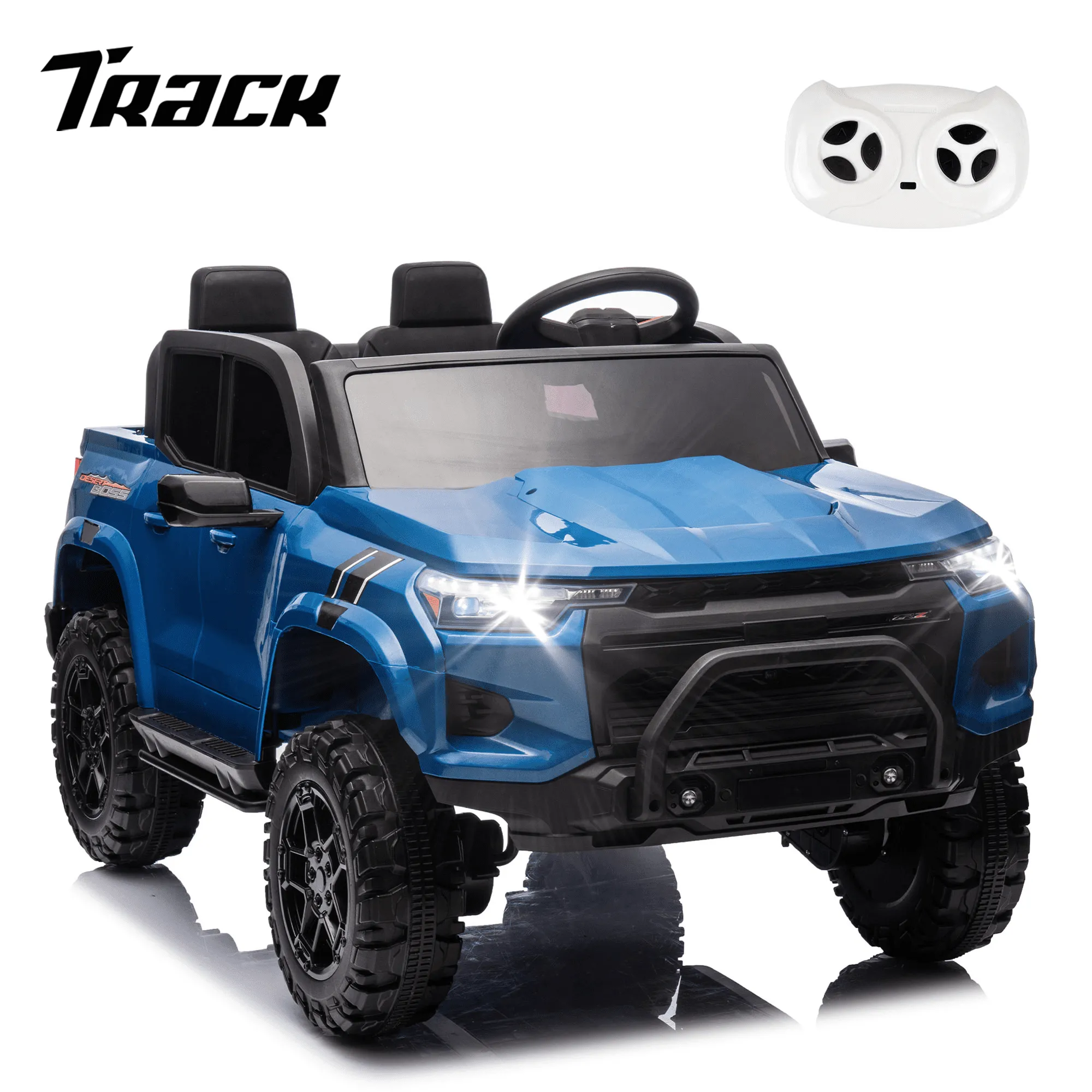 Track 7 24V Ride on Car, 2-Seater Kids Ride on Pickup Police Car with Remote Control, Bluetooth, 4 x 200W Motor Electric Car, 3 speeds, LED Lights, Spring Suspension, Pink