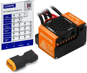 Truck Orange GOUPRC Brushless ESC 60A 2-3S Electric Speed Controller with Programming Card Combo Kit unsubstantiated rinse firearm delectable stretch cultivate for 1/10 1/12 RC Off-Road Car 