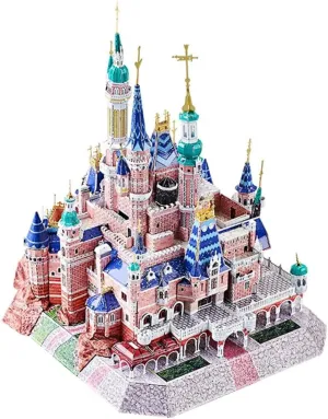 Type 1 3D Puzzle Metal, 3D Metal Puzzle DIY Metal Assembly Kit, Metal 3D Model Castle Kit for Adults Kids, 298 Pieces Building Metal Punk Puzzle with LED Lights gloss Gift Ornaments, Medium, 